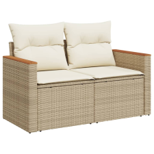 vidaXL 2 személyes bézs polyrattan kerti kanapé párnával (366082) kerti bútor