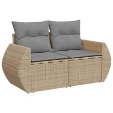vidaXL 2 személyes bézs polyrattan kerti kanapé párnával (366095) kerti bútor