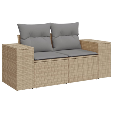 vidaXL 2 személyes bézs polyrattan kerti kanapé párnával (366096) kerti bútor
