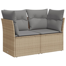 vidaXL 2 személyes bézs polyrattan kerti kanapé párnával (366102) kerti bútor