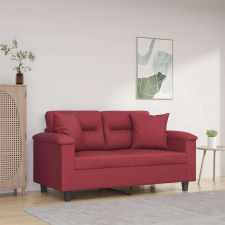 vidaXL 2 személyes bordó műbőr kanapé díszpárnákkal 120 cm bútor