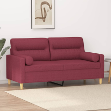 vidaXL 2 személyes bordó szövet kanapé díszpárnákkal 140 cm bútor
