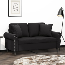 vidaXL 2 személyes fekete bársony kanapé díszpárnákkal 120 cm bútor