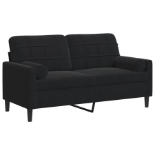 vidaXL 2 személyes fekete bársony kanapé díszpárnákkal 140 cm (3278224) bútor