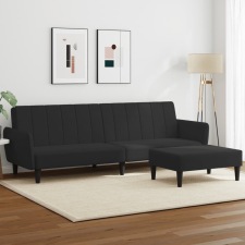 vidaXL 2 személyes fekete bársony kanapéágy lábtartóval bútor
