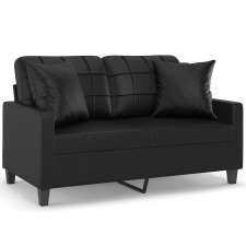 vidaXL 2 személyes fekete műbőr kanapé díszpárnákkal 120 cm (3200798) bútor