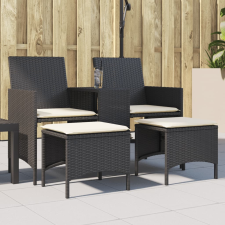 vidaXL 2 személyes fekete polyrattan kerti kanapé asztallal/székkel kerti bútor