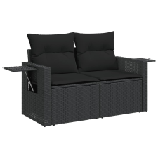 vidaXL 2 személyes fekete polyrattan kerti kanapé párnával (365990) kerti bútor