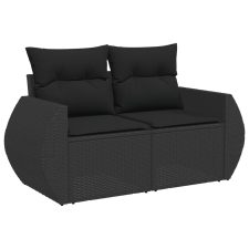 vidaXL 2 személyes fekete polyrattan kerti kanapé párnával (365991) kerti bútor