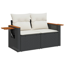vidaXL 2 személyes fekete polyrattan kerti kanapé párnával (366021) kerti bútor