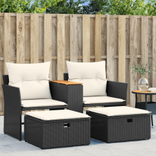 vidaXL 2 személyes fekete polyrattan kerti kanapé zsámollyal kerti bútor