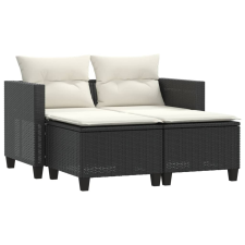 vidaXL 2 személyes fekete polyrattan kerti kanapé zsámollyal (365790) kerti bútor
