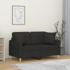 vidaXL 2 személyes fekete szövet kanapé díszpárnákkal 120 cm bútor