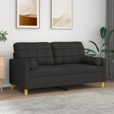 vidaXL 2 személyes fekete szövet kanapé díszpárnákkal 140 cm bútor