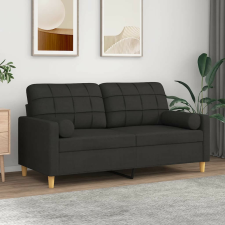 vidaXL 2 személyes fekete szövet kanapé díszpárnákkal 140 cm bútor