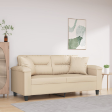 vidaXL 2 személyes krémszínű mikroszálas szövetkanapé párnákkal 140 cm bútor