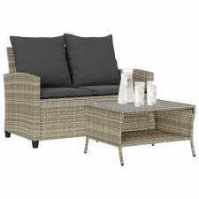 vidaXL 2 személyes polyrattan kerti kanapé asztallal&párnával kerti bútor