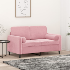 vidaXL 2 személyes rózsaszín bársony kanapé díszpárnákkal 120 cm bútor