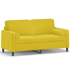 vidaXL 2 személyes sárga bársony kanapé díszpárnákkal 140 cm (3200887) bútor
