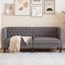 vidaXL 2 személyes szürke műbőr Chesterfield kanapé bútor