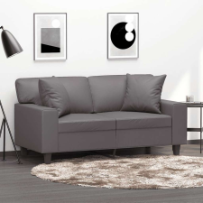 vidaXL 2 személyes szürke műbőr kanapé díszpárnákkal 120 cm bútor