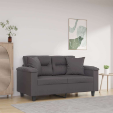 vidaXL 2 személyes szürke műbőr kanapé díszpárnákkal 120 cm bútor