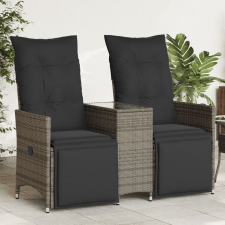 vidaXL 2 személyes szürke polyrattan dönthető kerti kanapé asztallal kerti bútor