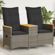 vidaXL 2 személyes szürke polyrattan dönthető kerti kanapé asztallal kerti bútor