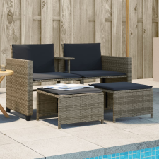 vidaXL 2 személyes szürke polyrattan kerti kanapé asztallal/székkel kerti bútor