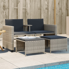 vidaXL 2 személyes szürke polyrattan kerti kanapé asztallal/székkel kerti bútor
