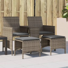 vidaXL 2 személyes szürke polyrattan kerti kanapé asztallal/székkel kerti bútor