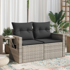 vidaXL 2 személyes szürke polyrattan kerti kanapé párnával kerti bútor