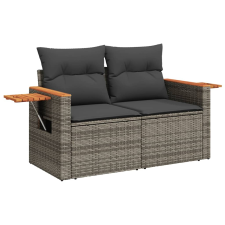 vidaXL 2 személyes szürke polyrattan kerti kanapé párnával (366145) kerti bútor
