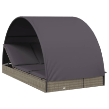vidaXL 2 személyes szürke polyrattan napágy kerek tetővel 211x112x140 (319655) kerti bútor