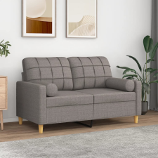 vidaXL 2 személyes tópszínű szövet kanapé díszpárnákkal 120 cm bútor