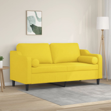 vidaXL 2 személyes világossárga szövet kanapé díszpárnákkal 140 cm bútor