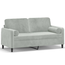 vidaXL 2 személyes világosszürke bársony kanapé díszpárnákkal 140 cm (3200881) bútor