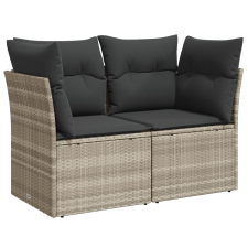 vidaXL 2 személyes világosszürke polyrattan kerti kanapé párnával (366176) kerti bútor