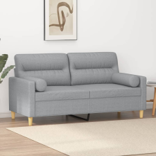 vidaXL 2 személyes világosszürke szövet kanapé díszpárnákkal 140 cm bútor