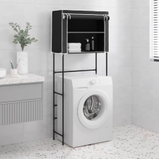 vidaXL 2-szintes fekete mosógép feletti tárolóállvány 71x29,5x170,5 cm fürdőszoba kiegészítő