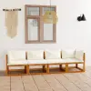 vidaXL 3057639 4-Seater Garden Sofa with Cushion Cream Solid Acacia Wood (2x311857)