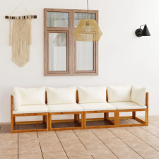 vidaXL 3057639 4-Seater Garden Sofa with Cushion Cream Solid Acacia Wood (2x311857) kerti bútor