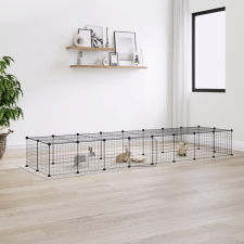 vidaXL 36 paneles fekete acél kisállatketrec ajtóval 35 x 35 cm ketrec, szállítóbox rágcsálóknak