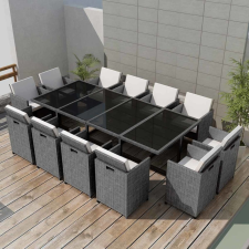 vidaXL 37 részes szürke kültéri polyrattan étkezőgarnitúra kerti bútor