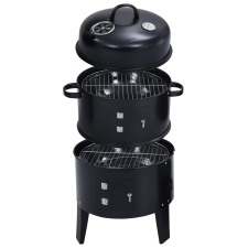 vidaXL 3 az 1-ben faszenes füstölő grillsütő 40 x 80 cm (46613) grillsütő