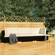 vidaXL 3 darabos fekete polyrattan kerti ülőgarnitúra párnákkal kerti bútor