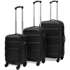 vidaXL 3 darabos kemény borítású utazó táska szett fekete kézitáska és bőrönd