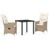 vidaXL 3 darabos kerti étkezőkészlet párnákkal bézs poli rattan (3379555)