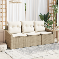 vidaXL 3 darabos Kerti Kanapé Szett Párnával Bézs Poly Rattan kerti bútor