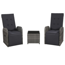 vidaXL 3 darabos szürke polyrattan bisztrószett párnákkal (47678) kerti bútor